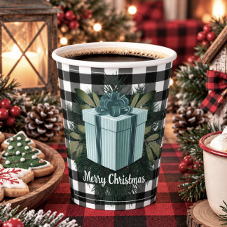 Buffalo Karo Weihnachtsgeschenk | Türkis Pappbecher