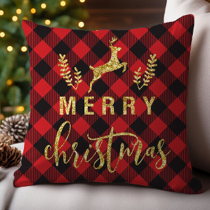 Buffalo-Karo Weihnachtsmann-Rentier-Glitter  Kissen