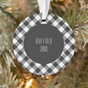 Buffalo-Karo Weiß und Schwarz Highland-Kariert Ornament