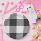 Buffalo Karo Weiße und schwarze Quadrate Kariert B Pappteller (Party)