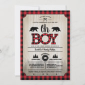 Buffalo Karo Woodland Lumberjack Babydusche Einladung (Vorderseite)
