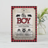 Buffalo Karo Woodland Lumberjack Babydusche Einladung (Stehend Vorderseite)