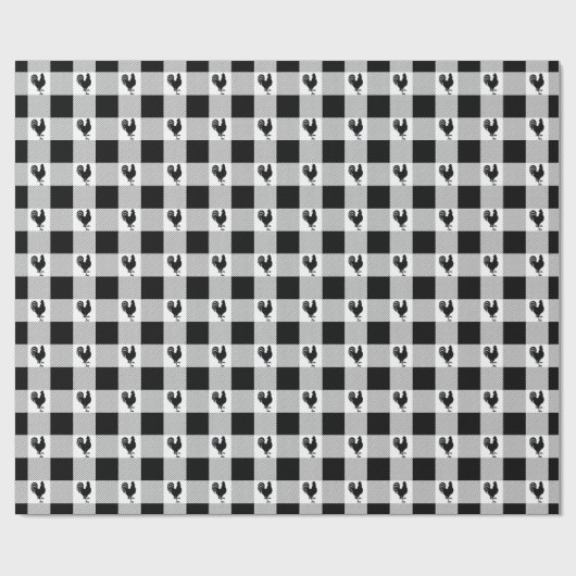 Buffalo-Karos und Rastermuster - Schwarz | weiß Geschenkpapier (Flach)