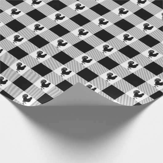 Buffalo-Karos und Rastermuster - Schwarz | weiß Geschenkpapier (Ecke)