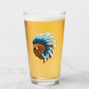 Buffalo Kopf mit indianischer Hitze Glas