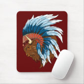 Buffalo Kopf mit indianischer Hitze Mousepad (Mit Mouse)
