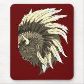 Buffalo Kopf mit indianischer Hitze Mousepad (Vorne)