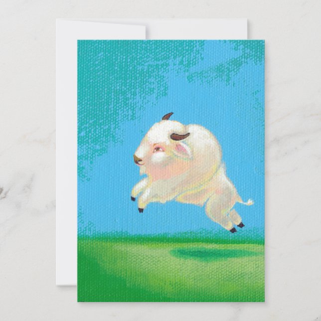 Buffalo Kunst Spaß glücklich springende weiße Biso (Vorderseite)
