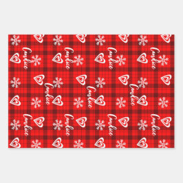 Buffalo Liebe Herz Schneeflocken Personalisiert Geschenkpapier Set