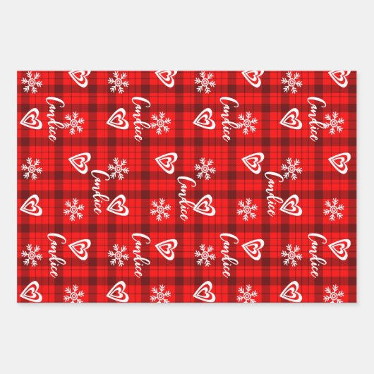 Buffalo Liebe Herz Schneeflocken Personalisiert Geschenkpapier Set (Vorderseite)