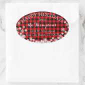 Buffalo Lumberjack Karierter Individuelle Name Adr Ovaler Aufkleber (Tasche)