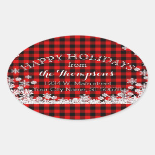 Buffalo Lumberjack Karierter Individuelle Name Ovaler Aufkleber