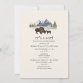 Buffalo Mama Mountain Watercolor Babydusche Einladung (Vorderseite)