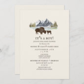 Buffalo Mama Mountain Watercolor Babydusche Einladung (Vorne/Hinten)