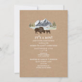 Buffalo Mama Mountains Watercolor Babydusche Einladung (Vorderseite)