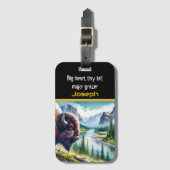 Buffalo mit Blick auf das Calm River Valley Gepäckanhänger (Vorderseite Vertikal)