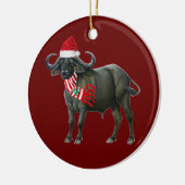 Buffalo mit Hat Scaft Weihnachten Keramik Ornament (Links)
