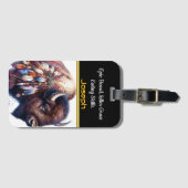 Buffalo mit lebendigen Kunstfedern Gepäckanhänger (Vorderseite (Horizontal))