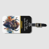 Buffalo mit lebhaften Blume und Federn Gepäckanhänger (Vorderseite (Horizontal))