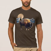 Buffalo, Moon & TeePee Wildlife Art T - Shirt (Vorderseite)
