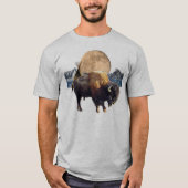 Buffalo, Moon & Tipi Wildlife Art T - Shirt (Vorderseite)