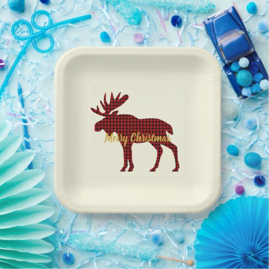 Buffalo Moose Kariert Ski Lodge Feier Pappteller (Party)