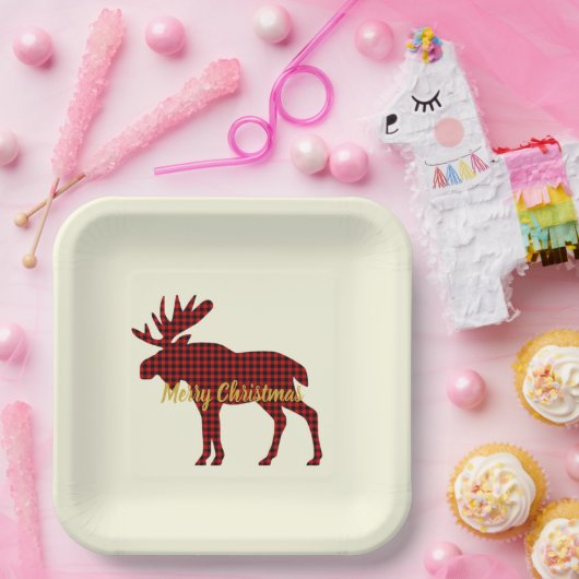 Buffalo Moose Kariert Ski Lodge Feier Pappteller (Party)