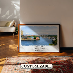 Buffalo New York Poster, Aquarell, Maßgeschneidert Poster