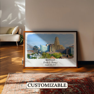 Buffalo New York Poster, Aquarell, Maßgeschneidert Poster
