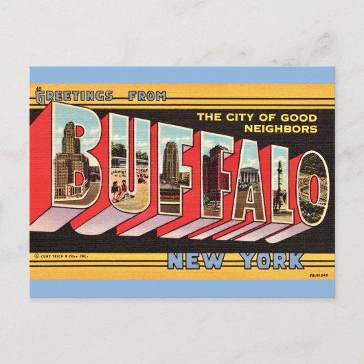 Buffalo New York Retro Postcard Postkarte (Vorderseite)