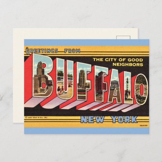 Buffalo New York Retro Postcard Postkarte (Vorne/Hinten)