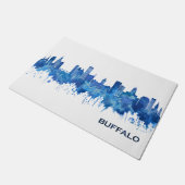 Buffalo New York Skyline Blue Fußmatte (Schrägansicht)