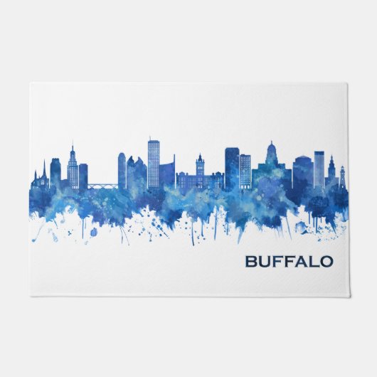 Buffalo New York Skyline Blue Fußmatte (Vorderseite)