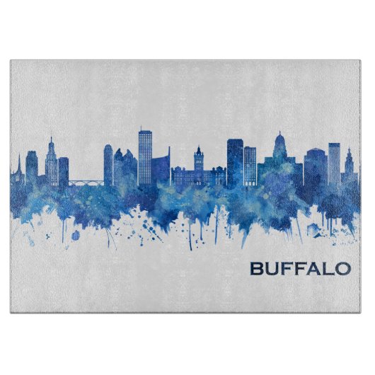 Buffalo New York Skyline Blue Schneidebrett (Vorderseite)