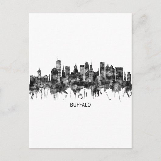 Buffalo New York Skyline BW Einladungspostkarte (Vorderseite)