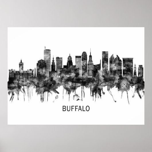 Buffalo New York Skyline BW Poster (Vorne)
