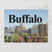 Buffalo New York Skyline mit Buffalo im Himmel Postkarte (Vorderseite)