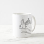 Buffalo, New York Stylized Skyline | Benutzerdefin Kaffeetasse (VorderseiteRechts)