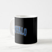 Buffalo New York Varsity Style Blue Text Kaffeetasse (Vorderseite Links)