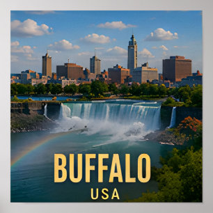 Buffalo New York Waterfront Falls Reise-Geschenk Poster