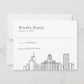 Buffalo, New York Wedding | Stilisierte Skyline-UA RSVP Karte (Vorderseite)