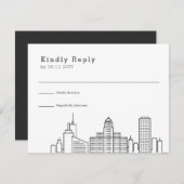 Buffalo, New York Wedding | Stilisierte Skyline-UA RSVP Karte (Vorne/Hinten)