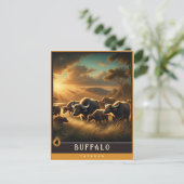 Buffalo | Niedliche Vintage Tierpostkarte Postkarte (Stehend Vorderseite)