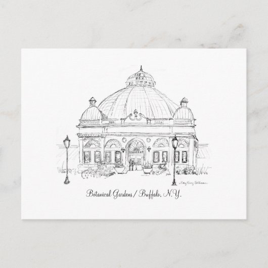 Buffalo NY Botanical Gardens Sketch Postkarte (Vorderseite)