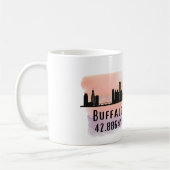 Buffalo NY City Skyline Latitude und Länge Kaffeetasse (Links)