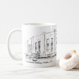 Buffalo NY Cyclorama Gebäude Pen und Tintenskizze Kaffeetasse