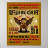 Buffalo, NY - Feuerfeuerbüffel-Wing-Koch Poster (Vorne)