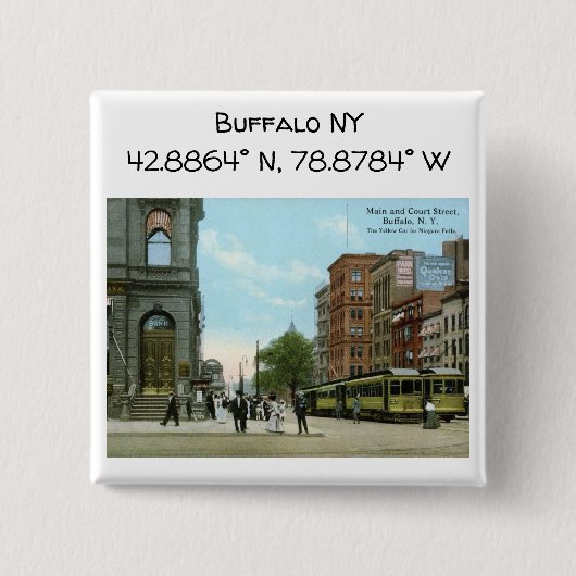 Buffalo NY Map Koordiniert Vintagen Stil Button (Vorderseite)