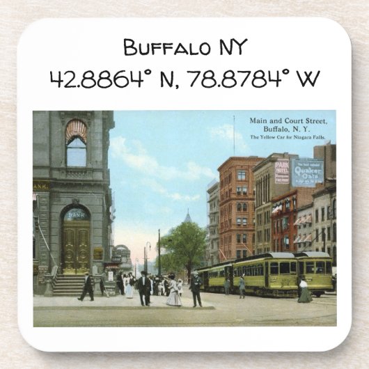 Buffalo NY Map Koordiniert Vintagen Stil Getränkeuntersetzer (Vorderseite)