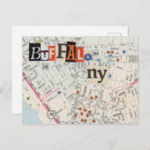 Buffalo NY Maps Collage Postcard 35 Postkarte (Vorne/Hinten)